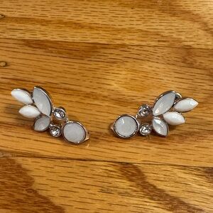 White Gemstone Drop Earrings